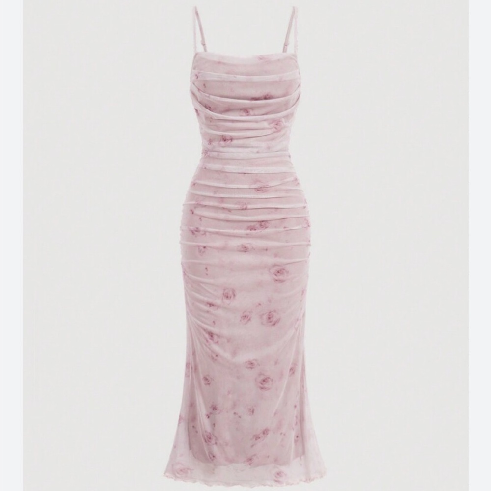 LIKE NEW summer floral print mesh cami midi dress